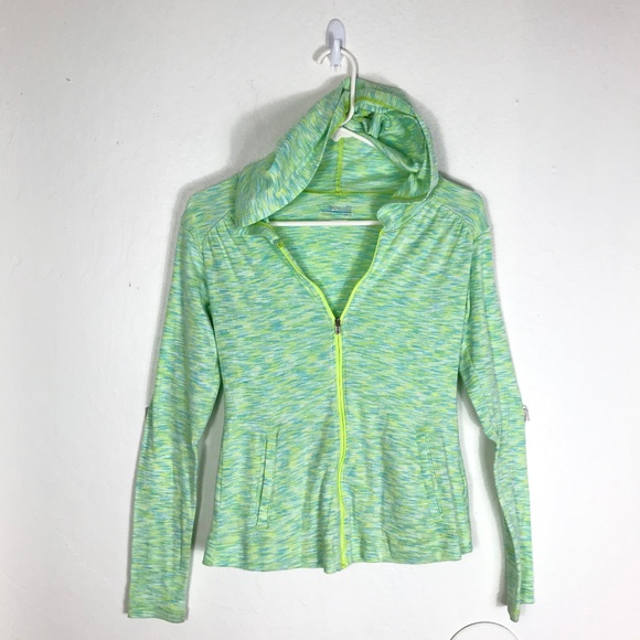 Columbia Sweaters - Womens XS Columbia Green Yellow Hoodie Sweater